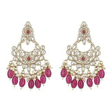 Gold Plated Kundan And Pearl Chandbali Earrings For Womens