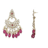 Gold Plated Kundan And Pearl Chandbali Earrings For Womens