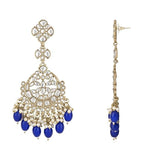 Gold Plated Kundan And Pearl Chandbali Earrings For Womens