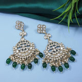 Gold Plated Kundan And Pearl Chandbali Earrings For Womens