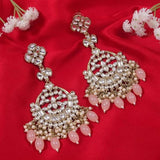 Gold Plated Kundan And Pearl Chandbali Earrings For Womens