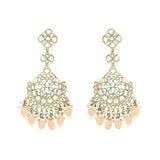 Gold Plated Kundan And Pearl Chandbali Earrings For Womens