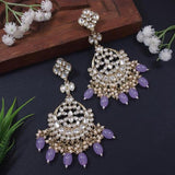 Gold Plated Kundan And Pearl Chandbali Earrings For Womens