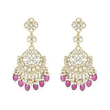 Gold Plated Kundan And Pearl Chandbali Earrings For Womens