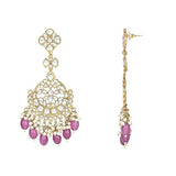 Gold Plated Kundan And Pearl Chandbali Earrings For Womens