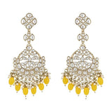 Gold Plated Kundan And Pearl Chandbali Earrings For Womens