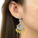 Gold Plated Kundan And Pearl Chandbali Earrings For Womens