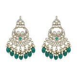 Gold Plated Kundan And Pearl Chandbali Earrings For Womens