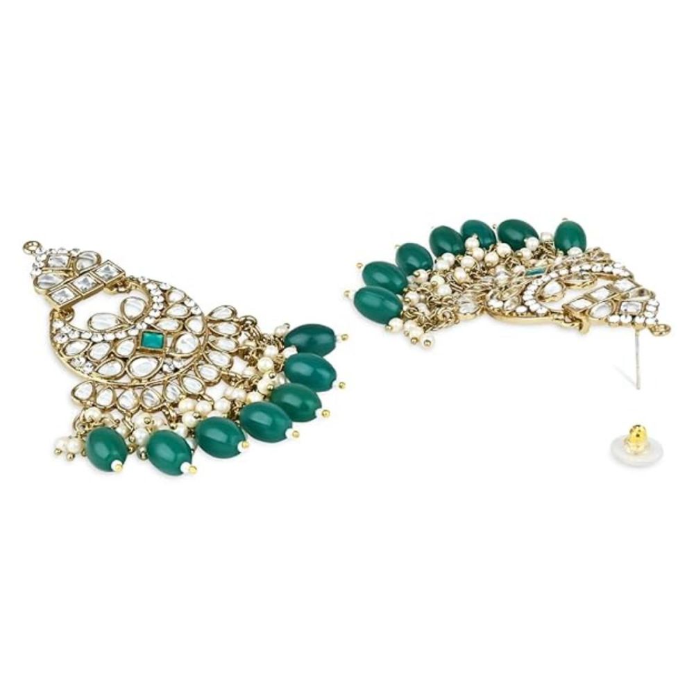 Gold Plated Kundan And Pearl Chandbali Earrings For Womens