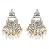 Gold Plated Kundan And Pearl Chandbali Earrings For Womens