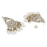 Gold Plated Kundan And Pearl Chandbali Earrings For Womens