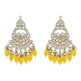 Gold Plated Kundan And Pearl Chandbali Earrings For Womens