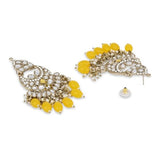 Gold Plated Kundan And Pearl Chandbali Earrings For Womens