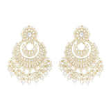 Gold Plated Kundan And Pearl Chandbali Earrings For Womens