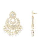 Gold Plated Kundan And Pearl Chandbali Earrings For Womens