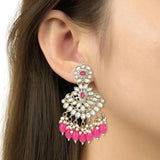 Gold Plated Traditional Kundan Pearl Chandbali Earrings For Womens And Girls