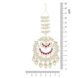 Gold Plated Traditional Kundan Hanging Pearl Earrings Attachable Ear Chain For Womens And Girls