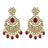 Gold Plated Kundan And Pearl Chandbali Earrings For Womens