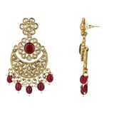 Gold Plated Kundan And Pearl Chandbali Earrings For Womens