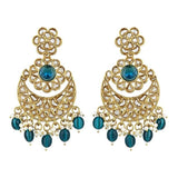 Gold Plated Kundan And Pearl Chandbali Earrings For Womens