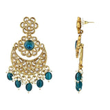 Gold Plated Kundan And Pearl Chandbali Earrings For Womens