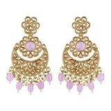 Gold Plated Kundan And Pearl Chandbali Earrings For Womens