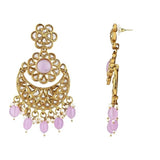 Gold Plated Kundan And Pearl Chandbali Earrings For Womens