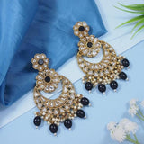 Gold Plated Kundan And Pearl Chandbali Earrings For Womens