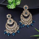 Gold Plated Kundan And Pearl Chandbali Earrings For Womens