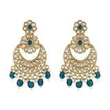 Gold Plated Kundan And Pearl Chandbali Earrings For Womens