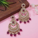 Gold Plated Kundan And Pearl Chandbali Earrings For Womens