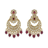 Gold Plated Kundan And Pearl Chandbali Earrings For Womens