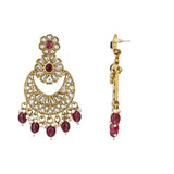 Gold Plated Kundan And Pearl Chandbali Earrings For Womens