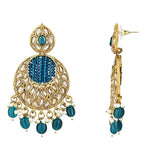 Gold Plated Kundan And Pearl Chandbali Earrings For Womens