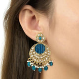 Gold Plated Kundan And Pearl Chandbali Earrings For Womens