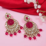 Gold Plated Kundan And Pearl Chandbali Earrings For Womens