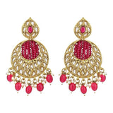 Gold Plated Kundan And Pearl Chandbali Earrings For Womens