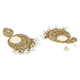 Gold Plated Kundan And Pearl Chandbali Earrings For Womens