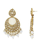 Gold Plated Kundan And Pearl Chandbali Earrings For Womens