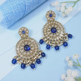 Gold Plated Kundan And Pearl Chandbali Earrings For Womens