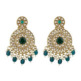 Gold Plated Kundan And Pearl Chandbali Earrings For Womens