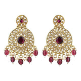 Gold Plated Kundan And Pearl Chandbali Earrings For Womens