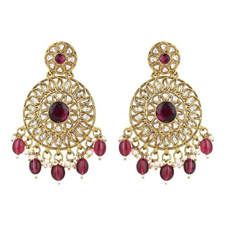 Gold Plated Kundan And Pearl Chandbali Earrings For Womens