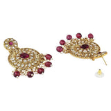 Gold Plated Kundan And Pearl Chandbali Earrings For Womens