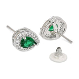 Stylish Latest Fashion Silver Plated Cz American Diamond Stud Earrings For Womens And Girls