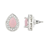 Stylish Latest Fashion Silver Plated Cz American Diamond Stud Earrings For Womens And Girls