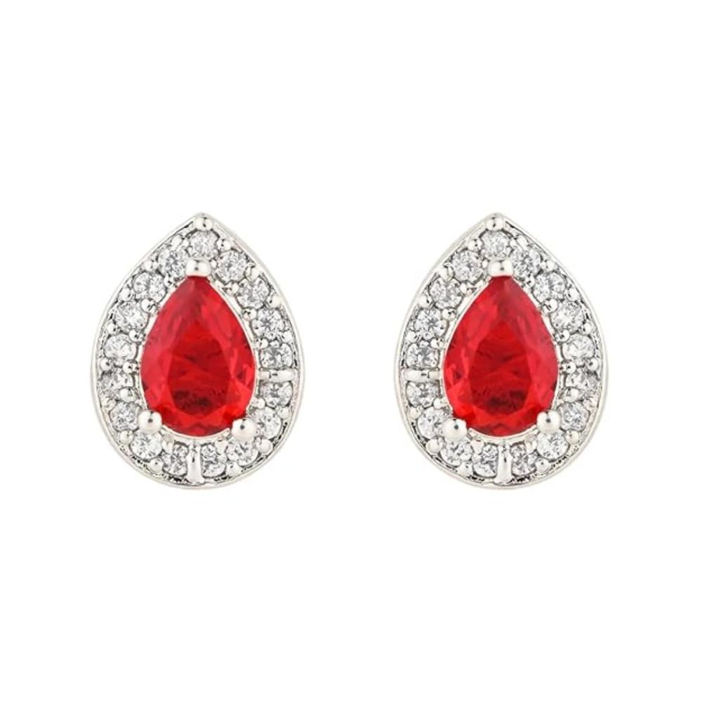 Stylish Latest Fashion Silver Plated Cz American Diamond Stud Earrings For Womens And Girls