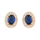 Stylish Latest Fashionable Design Cz American Diamond Oval Shape Stud Earrings For Womens And Girls