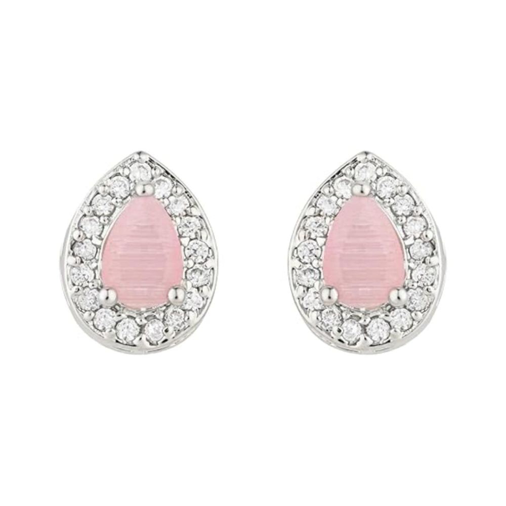 Stylish Latest Fashionable Design Cz American Diamond Oval Shape Stud Earrings For Womens And Girls