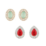 Stylish Latest Fashionable Design Cz American Diamond Oval Shape Stud Earrings For Womens And Girls